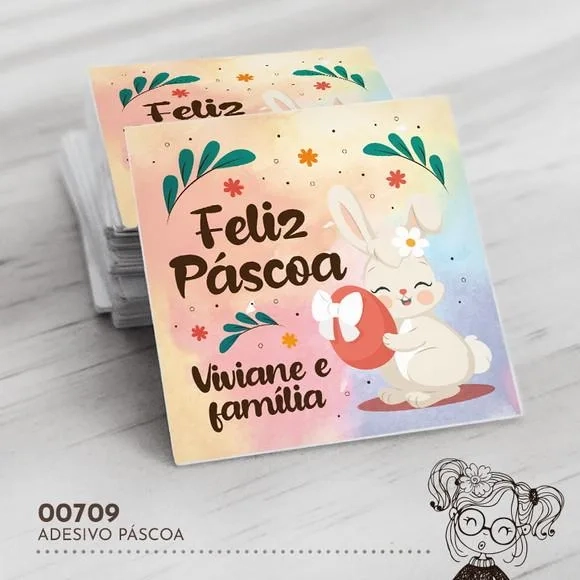 Adesivo Quadrado Páscoa - 00709