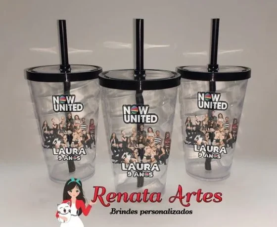 Copo com Canudo 500ml Now United
