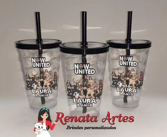 Copo com Canudo 500ml Now United