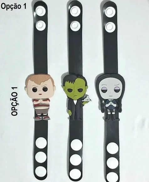 Pulseira Wandinha Emborrachada 19cm Pacotes com 3 Unidades