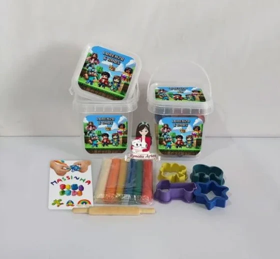 Kit Massinha no Baldinho Personalizado Minecraft Filme