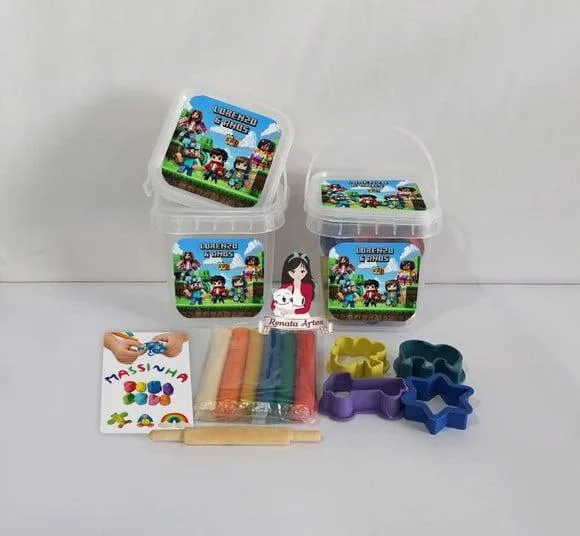 Kit Massinha no Baldinho Personalizado Minecraft Filme