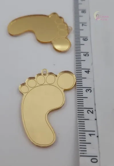 Pingente Pezinho de Acrílico Espelhado Dourado-pct c/6 un