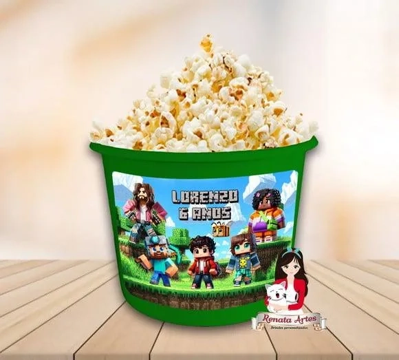 Balde de Pipoca Minecraft Filme