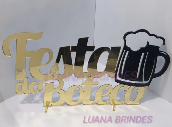 Topo de Bolo/mesa de festa do Boteco em Acrílico - 1 Unid