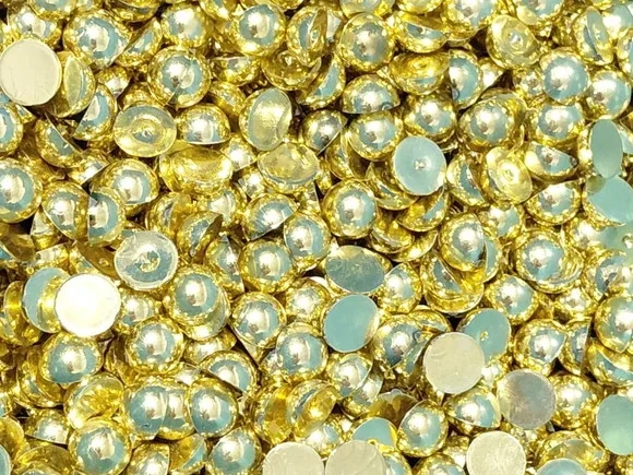 Meia Pérola Dourada 8mm Abs Pacote com 100 Unidades