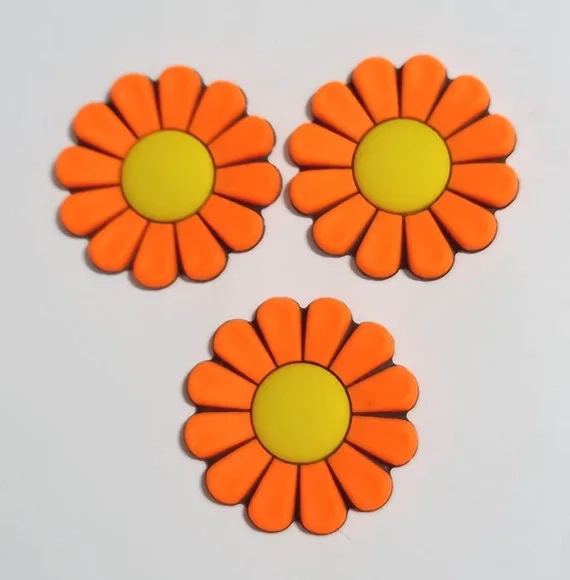 Aplique Flor Laranja 4 cm Emborrachado - 6 Unidades