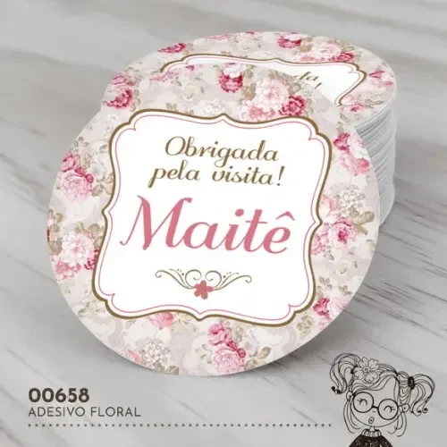 Adesivo Redondo Floral - 00658