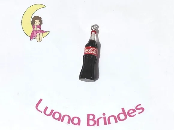 Pingente Garrafa de Coca Cola 3cm Resina Pacote C/5 Unidades