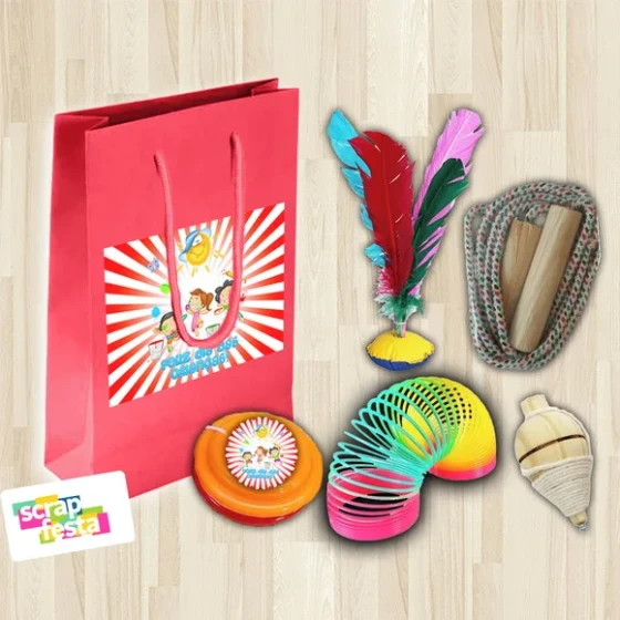 Kit Sacola Personalizada com Brinquedos Dia das Crianças