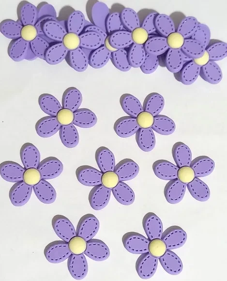 Aplique Flor Lilás Emborrachado- 8 Unidades
