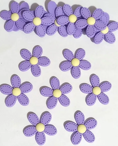 Aplique Flor Lilás Emborrachado- 8 Unidades