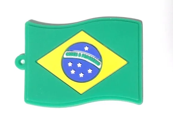 Pingente Bandeira do Brasil Emborrachado Pacote C/6 Unidades