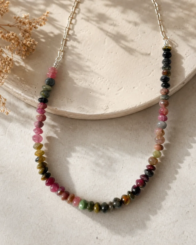 Choker Delicado de Turmalinas  e Prata 925 – Elegância Minimalista