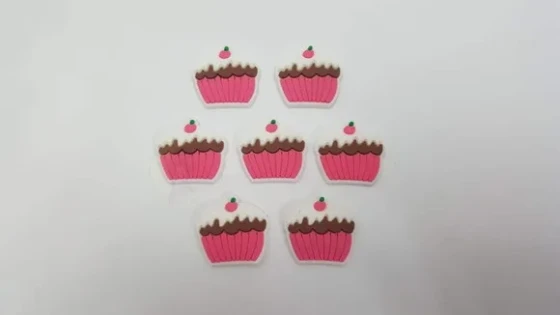 Aplique Cupcake Rosa Emborrachado de 2cm