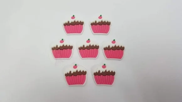 Aplique Cupcake Rosa Emborrachado de 2cm