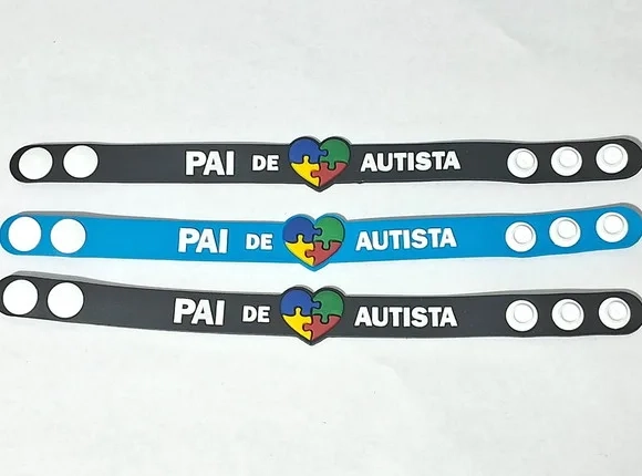 Pulseira Pai de Autista 22cm Emborrachado - 3 Unidade