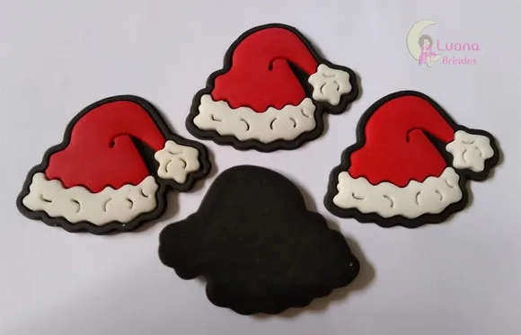 Aplique Chapéu Papai Noel de Borracha - Pct com 7 Unidades