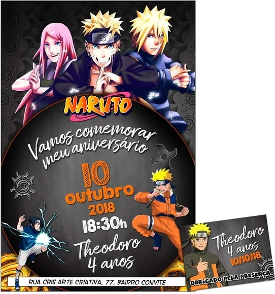 CONVITE DIGITAL C/TAG Naruto Chalk