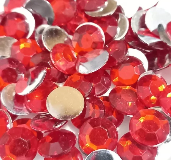 Chaton Redondo Vermelho Sextavado 10mm - 200 Unidades