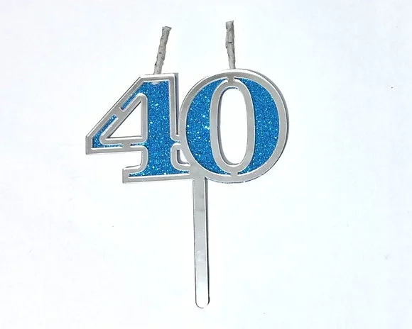 Velas 40 Anos Prata Acrílico Pavio Magico 1 Peça