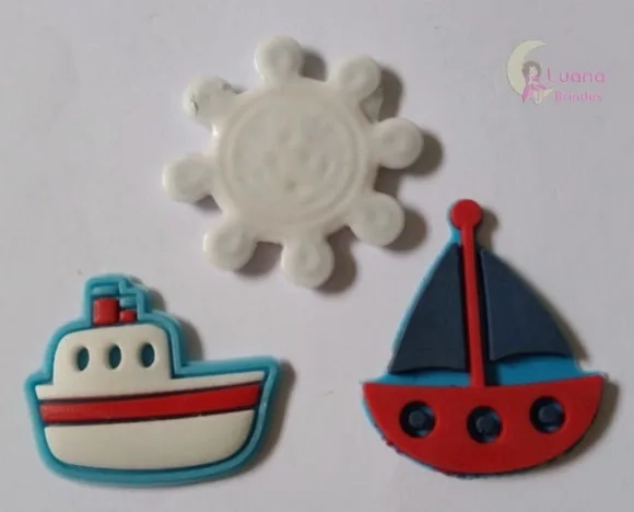 Apliques Barcos e Leme de borracha - pct c/9 unidades