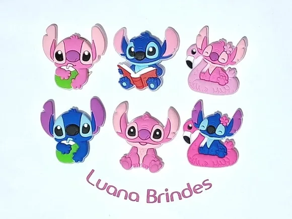 Aplique Stitch e Angel Emborrachado Pacote com 6 Unidades