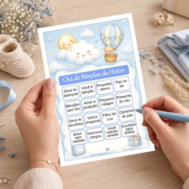 Bingo Chá de Bênçãos Menino Pdf Para Imprimir