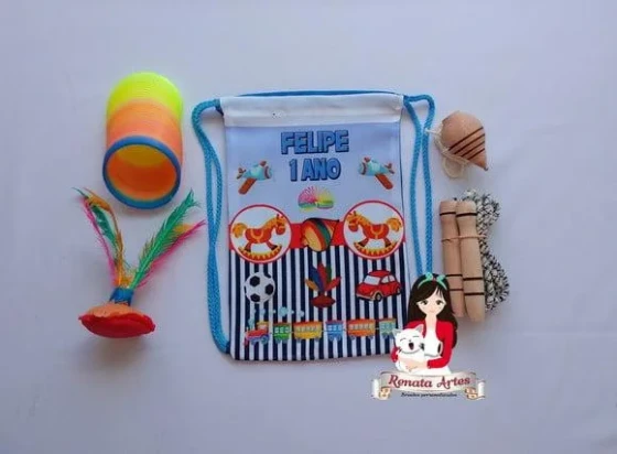Mochila Boa Infância Personalizada Tema Brinquedos Antigos