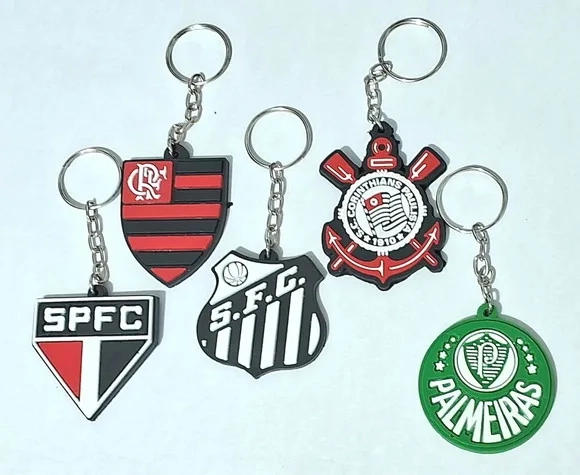 Chaveiros Times Emborrachado Pacote com 2 Unidades