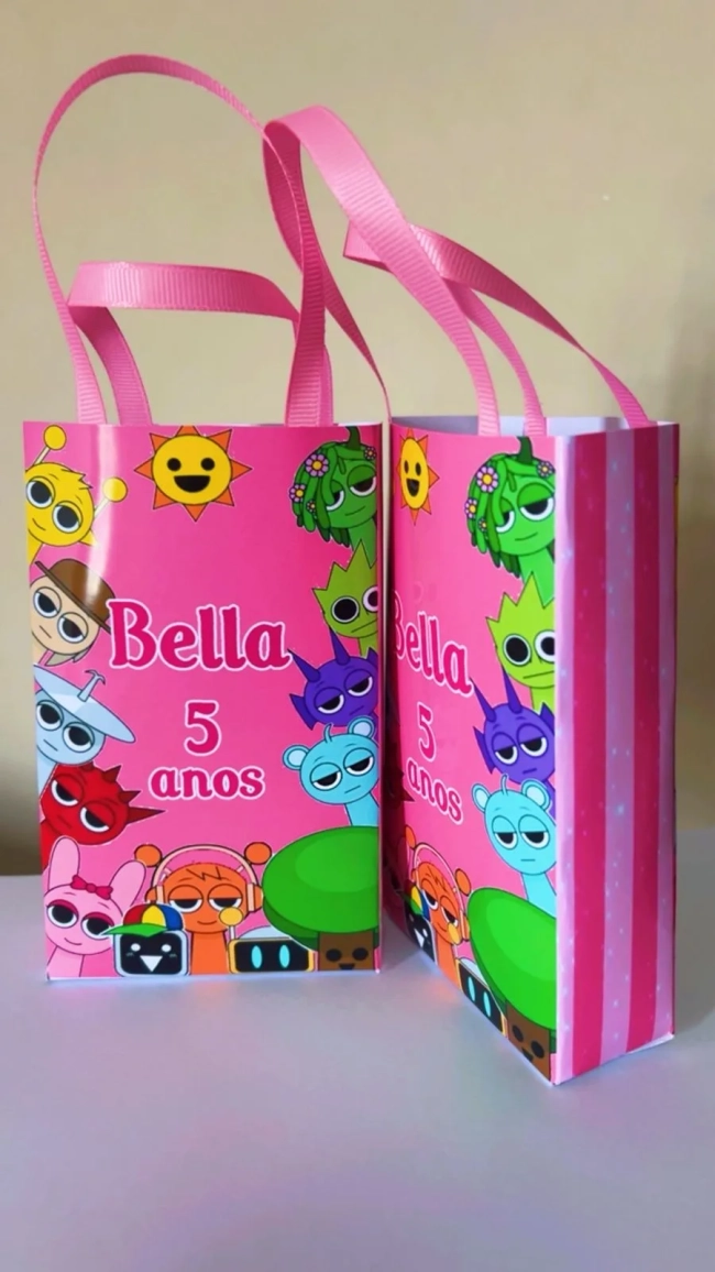 Sacolinhas Personalizada Sprunki Rosa Lembrancinhas Para Aniversário