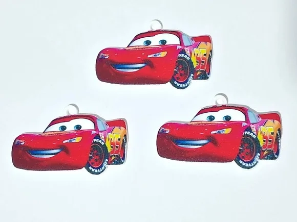 Pingente Carros Mc Queen de Acrílico Uv 5cm - Pct C/3 Unid