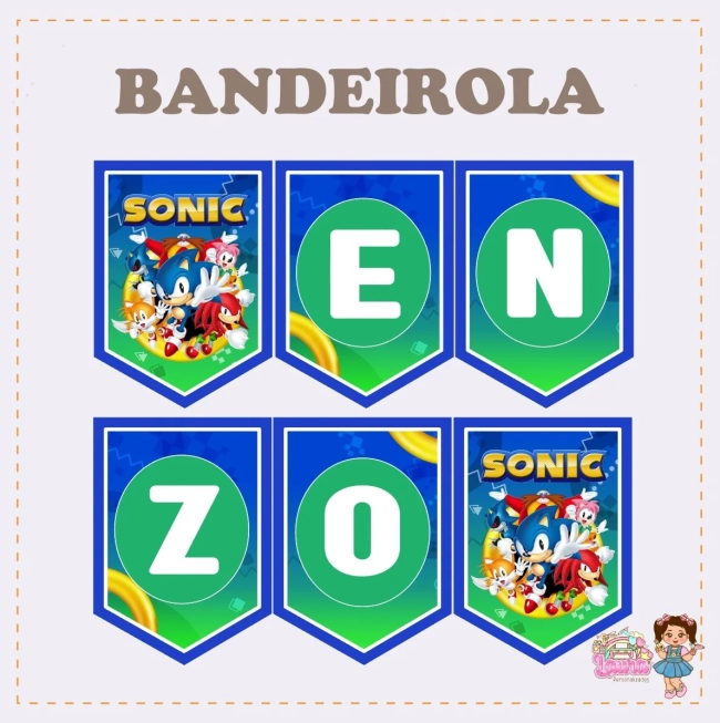 Kit Festa Só Um Bolinho SONIC - Decoração de Festa