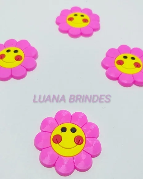 Aplique Flor com carinha emborrachado - pct com 10 unidades