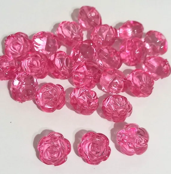 Bola Flor Pink de Acrílico - 20 Peças