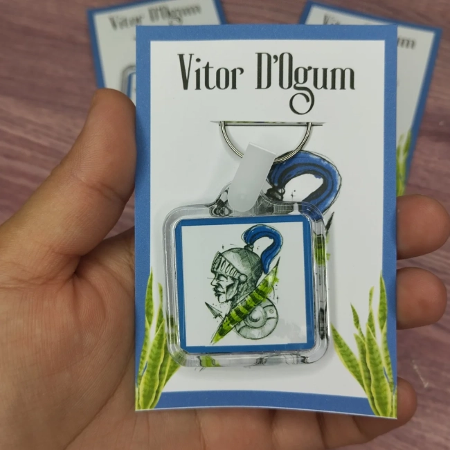 35 Unidades - Chaveiro Orixá Ogum Vermelho - Ogum Azul - Personalizado Lembrancinhas