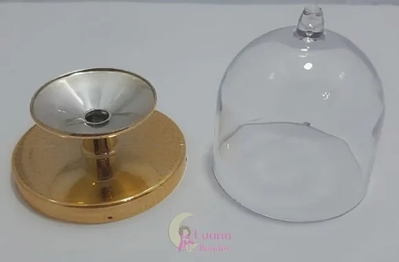 Mini Cúpula Transparente E Dourado De Acrílico -pct C/9 Unid