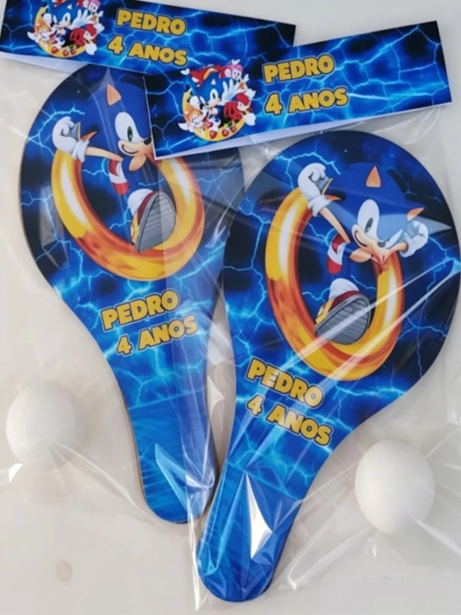 Raquete de Ping e Pong Personalizada para lembrancinhas do Sonic