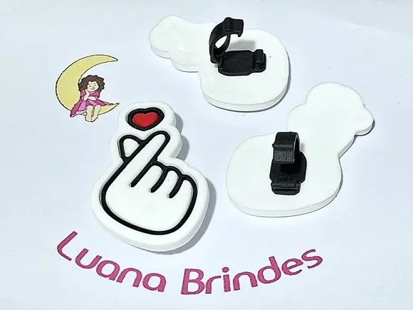 Pins para Tênis Coração Coreano Emborrachado 6 Unidades
