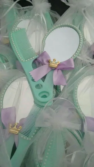 Lembrancinha Luxo Espelho e Pente Personalizado Festa Sereia