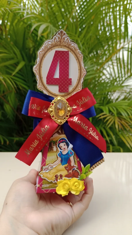 Caixa Pirâmide Luxo Personalizados Festa Branca de Neve