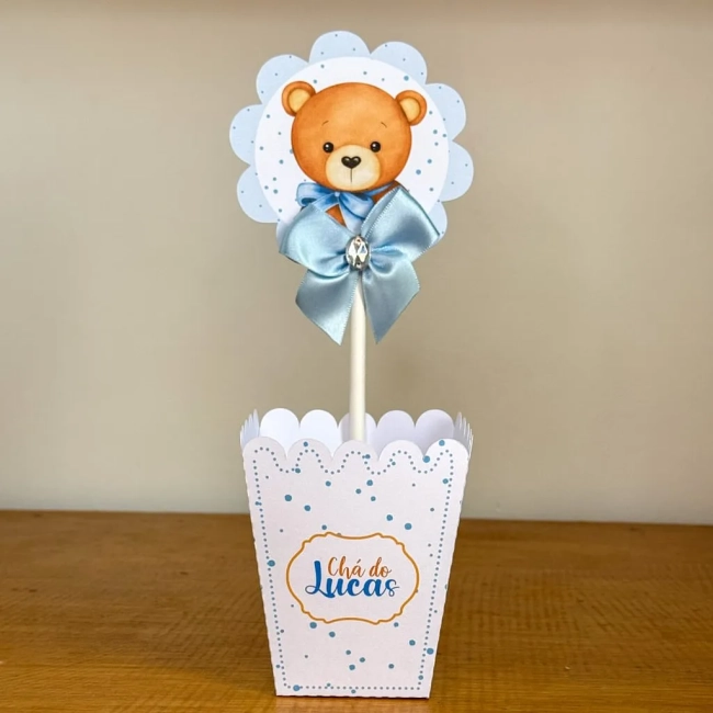 PEGUE E MONTE - Centro de Mesa CHA DE BEBE URSINHO AZUL - Decoração de Festa | Lembrancinhas | Aniversário | Personalizados