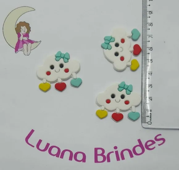 Apliques Nuvem Branca de Borracha- pct c/6 unid