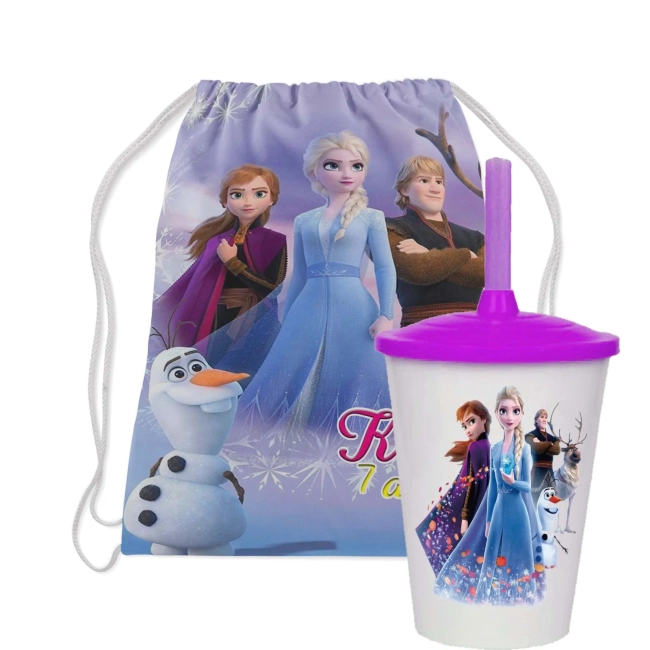 Kit Mochila e Copo Twister personalizado da Frozen