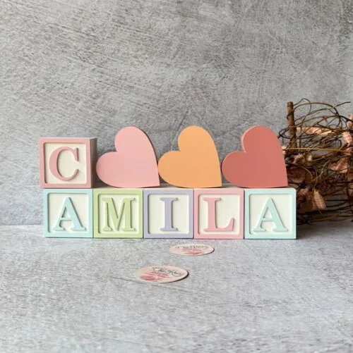 Cubos 6x6cm Pastel Ts + Trio de Coração