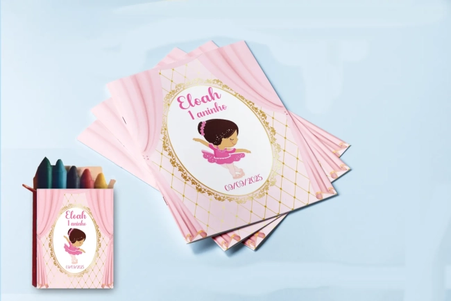 Revista para colorir  com Giz de cera Personalizado da Bailarina