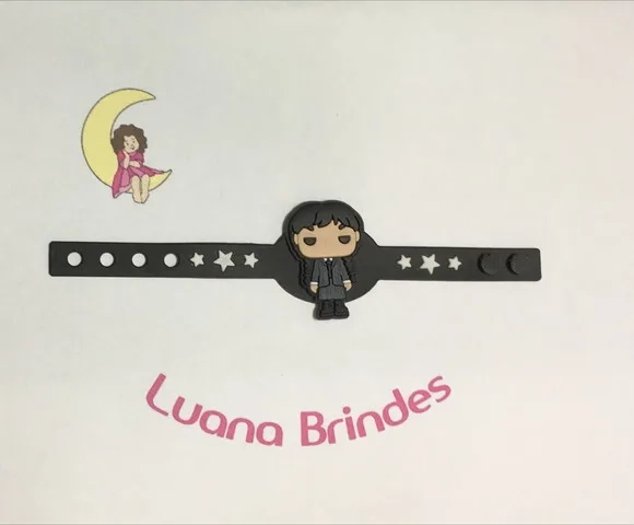 Pulseira Wandinha Addams Emborrachada 17,5 cm