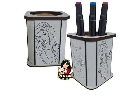 Porta Lápis para Colorir Branca de Neve