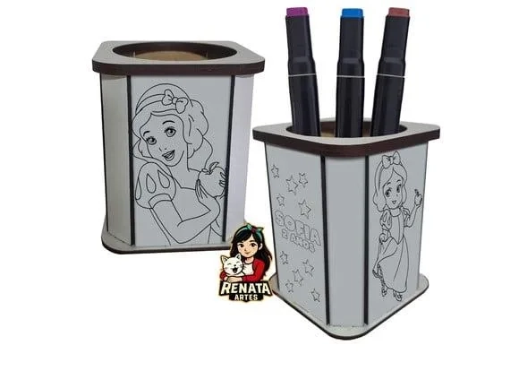 Porta Lápis para Colorir Branca de Neve
