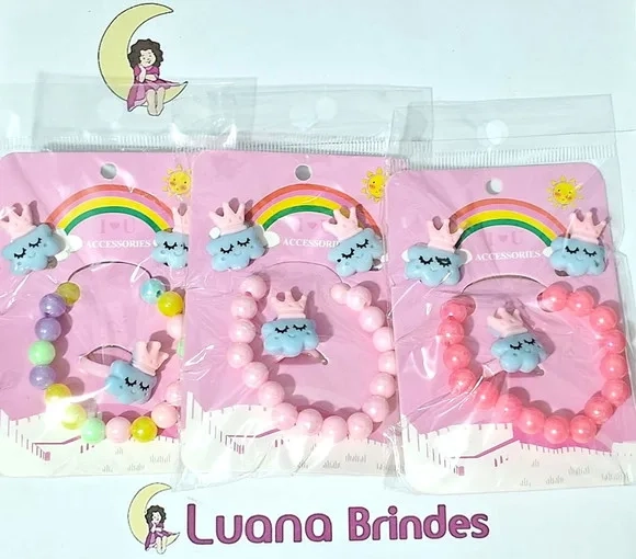 Kit Infantil Pulseira, Anel e Brinco Nuvem de Pressão 2 Kits